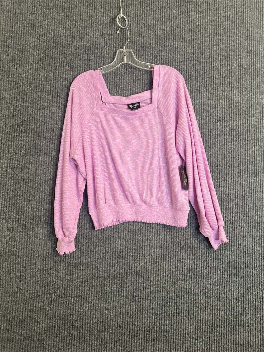 Wrangler Womens Ribbed Boxy Cropped Shirt Size XL Purple Square Neck Boho New